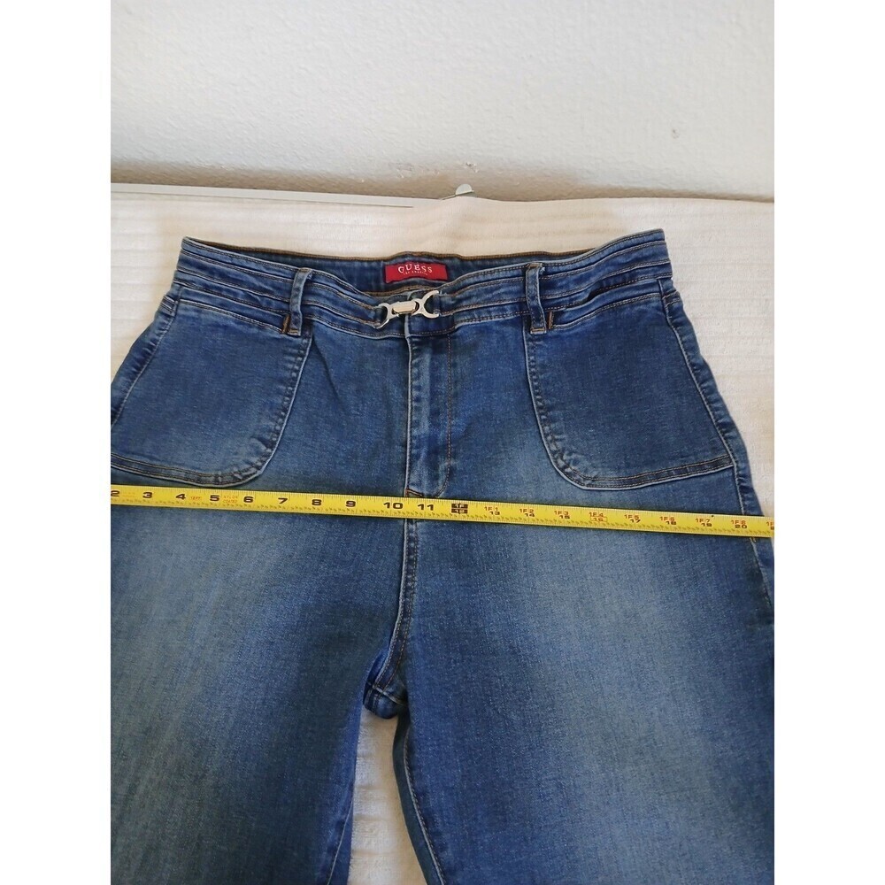 Guess Jeans Women's Jeans Blue Size 34 Wide Leg Flap Pocket Blue Denim Retro - Picture 10 of 16